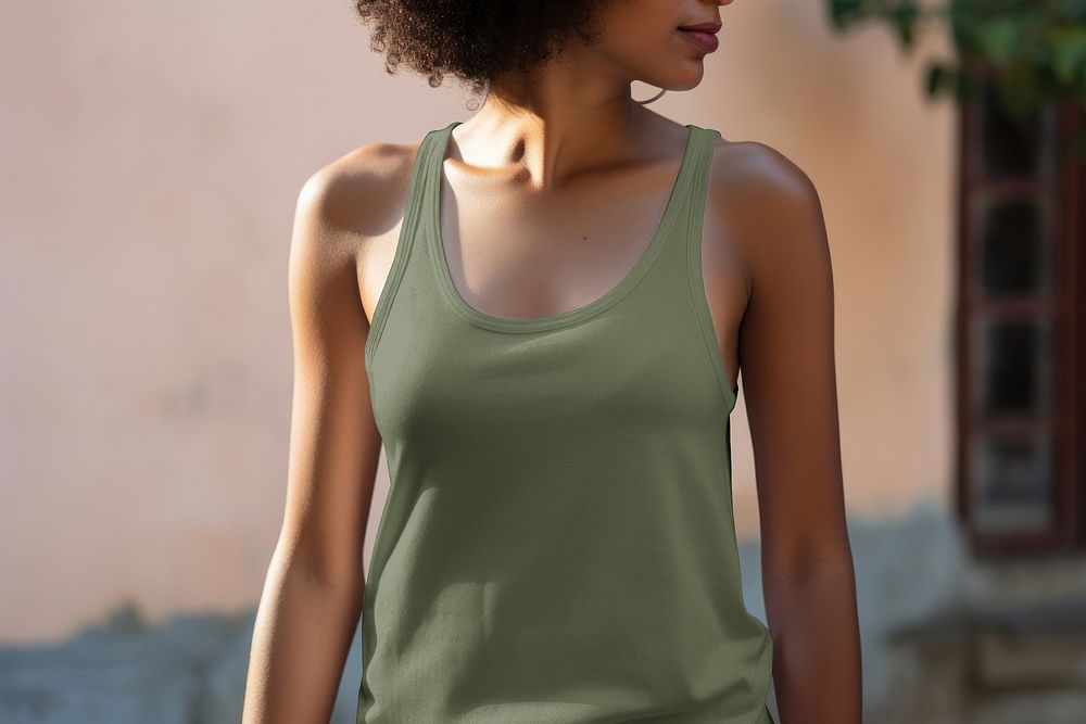 Green tank top, women's summer fashion