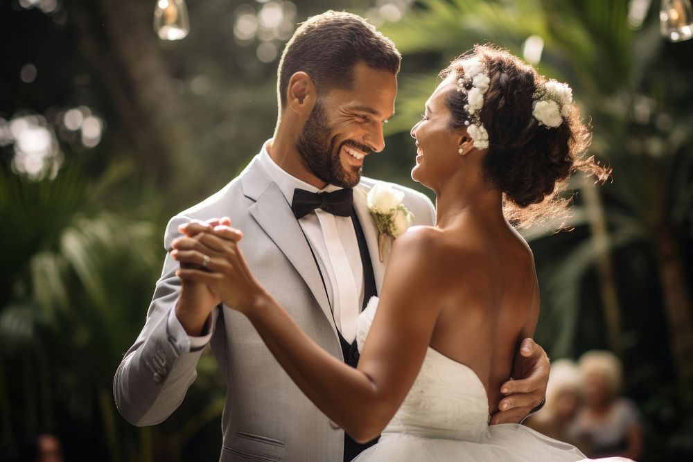 Bride outdoors wedding dancing. AI generated Image by rawpixel.