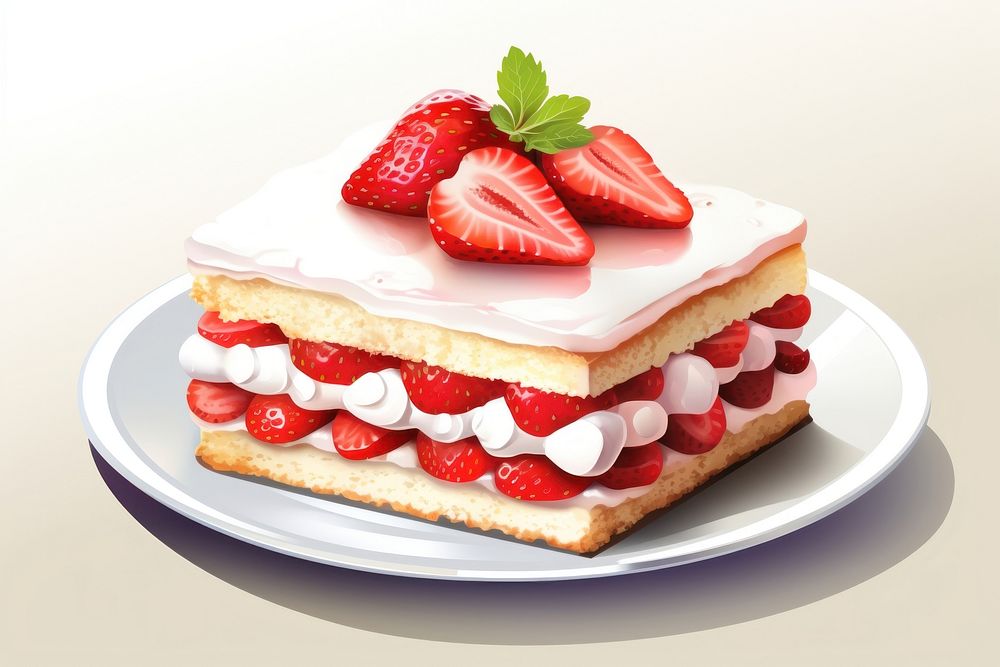 Strawberry cake dessert cream. AI generated Image by rawpixel.