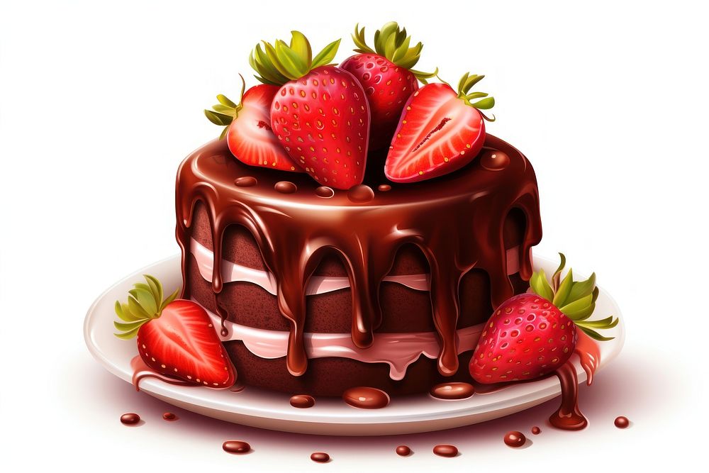 Strawberry cake chocolate dessert. AI generated Image by rawpixel.