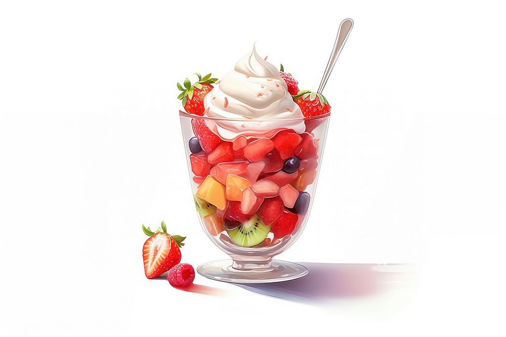 Fruit strawberry dessert sundae. AI generated Image by rawpixel.