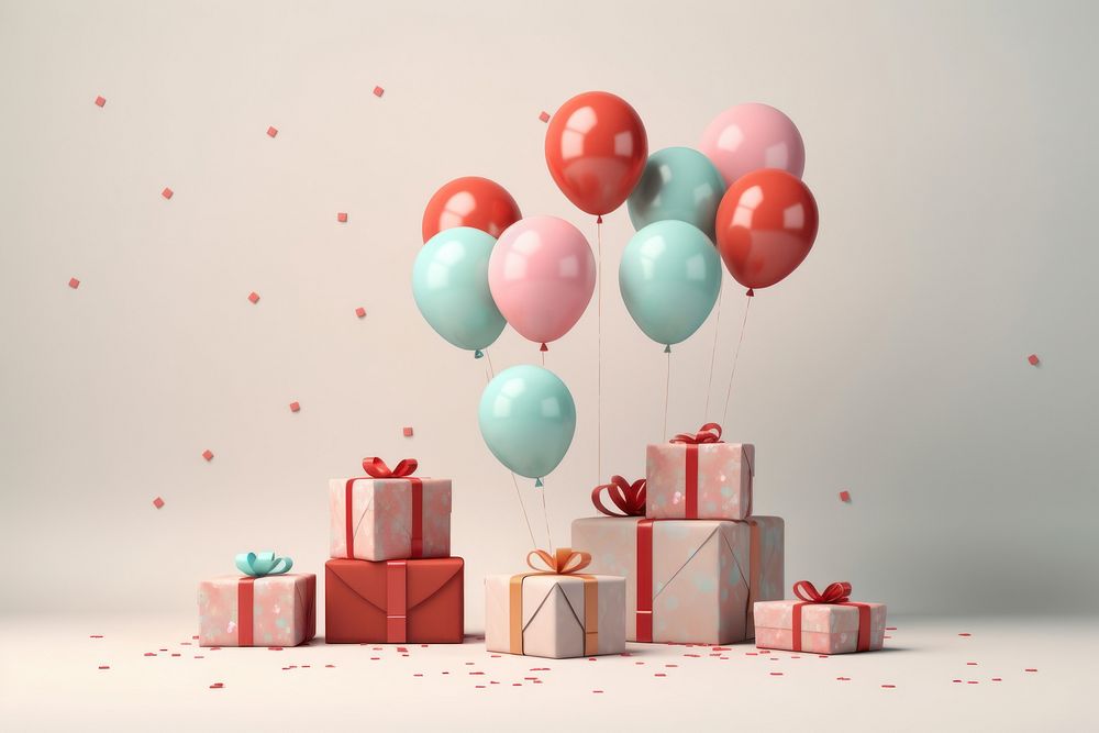 Balloon gift box celebration. AI generated Image by rawpixel.
