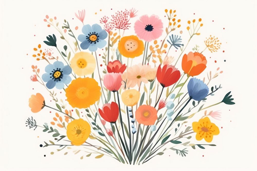 Flower painting pattern drawing. AI generated Image by rawpixel.