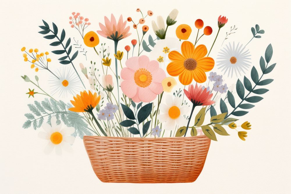 Basket flower pattern plant. AI generated Image by rawpixel.
