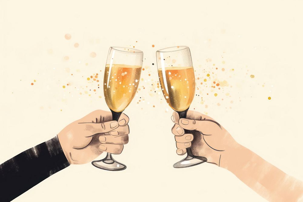 Glass hand champagne holding. AI generated Image by rawpixel.