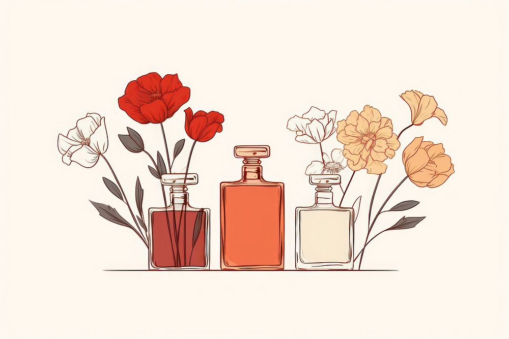 Perfume cosmetics drawing bottle. AI generated Image by rawpixel.