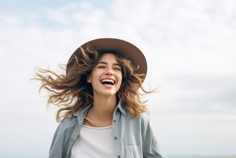 Laughing outdoors nature smile. 