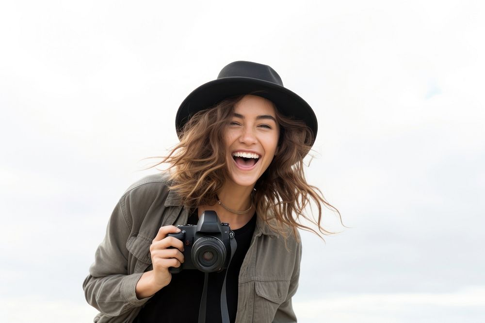Camera laughing outdoors holding. AI generated Image by rawpixel.