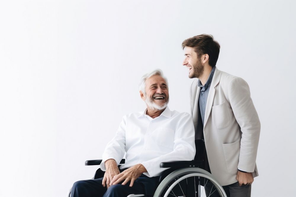 Wheelchair smiling adult man. AI generated Image by rawpixel.