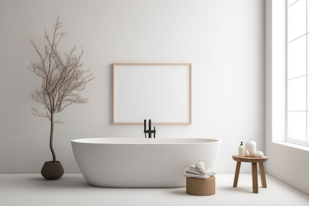 Bathroom bathtub architecture houseplant. AI generated Image by rawpixel.
