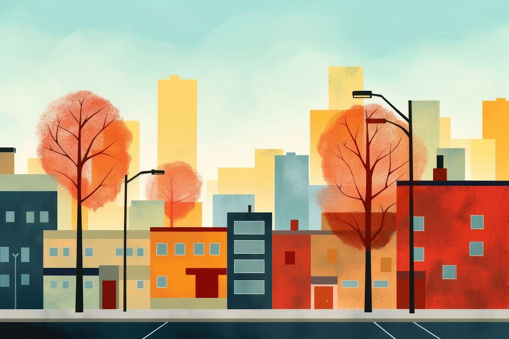 City neighbourhood architecture cityscape. AI generated Image by rawpixel.