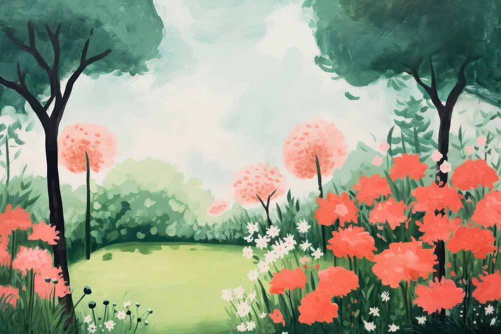 Painting outdoors nature flower. 