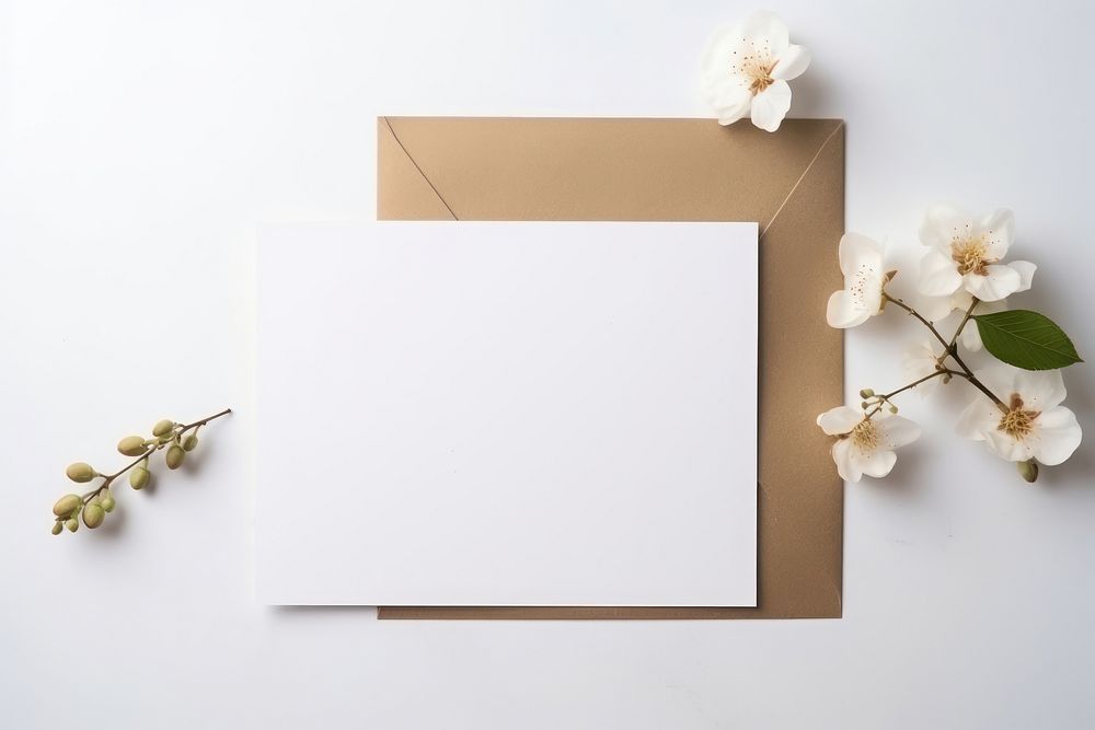 Envelope flower white white background. AI generated Image by rawpixel.