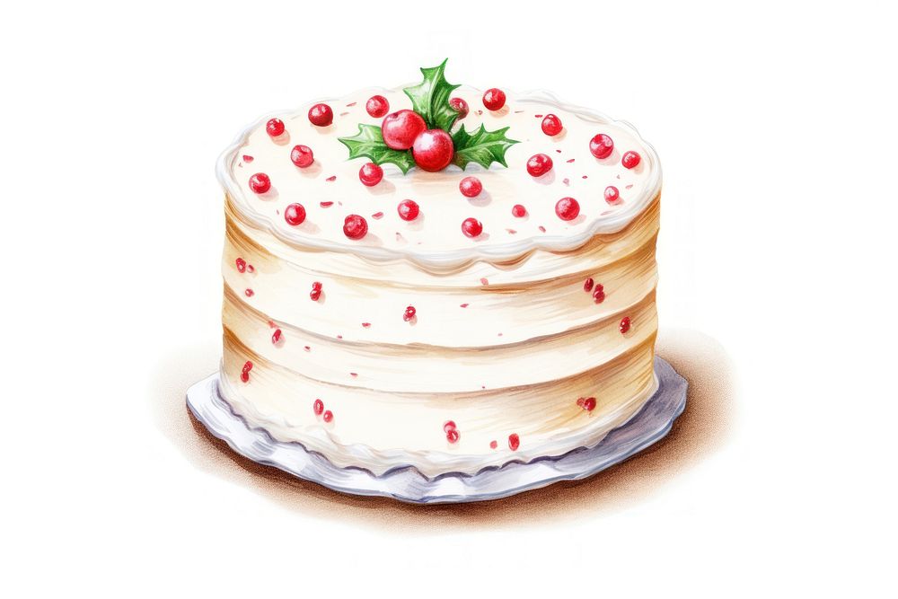 Cake dessert Christmas, digital paint illustration. AI generated image