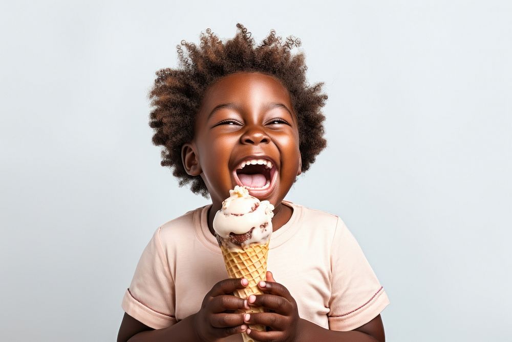 Dessert eating happy cream. AI generated Image by rawpixel.
