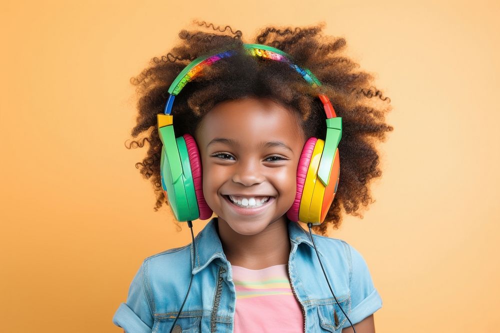 Headphones portrait headset child. AI generated Image by rawpixel.