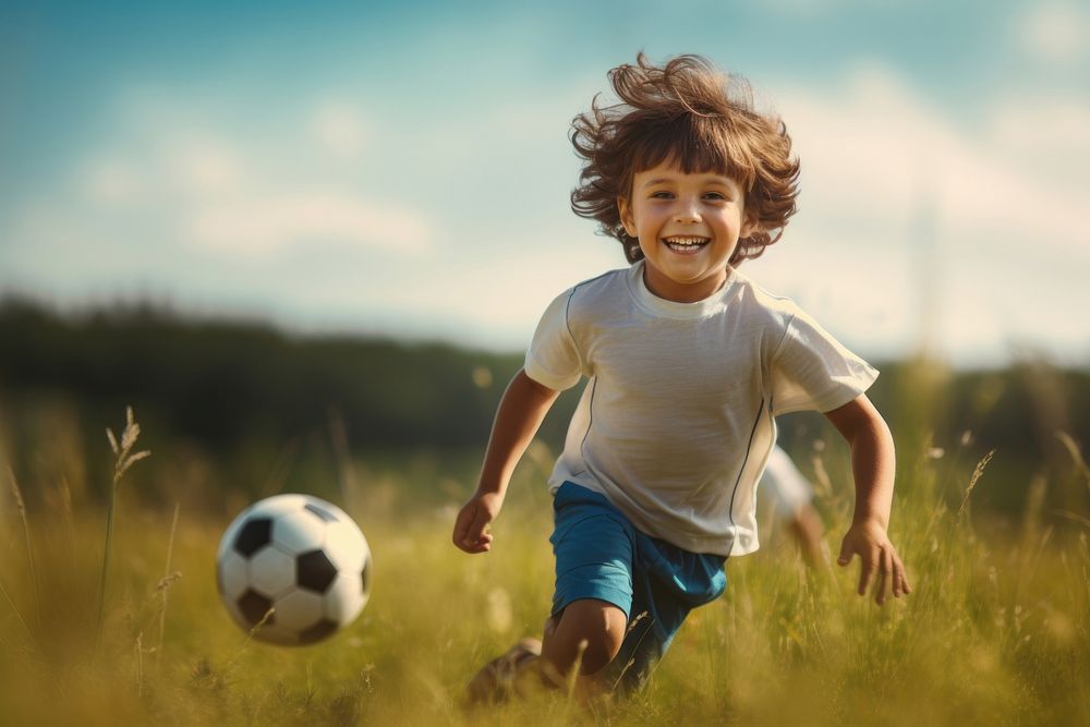 Football sports child field. AI generated Image by rawpixel.
