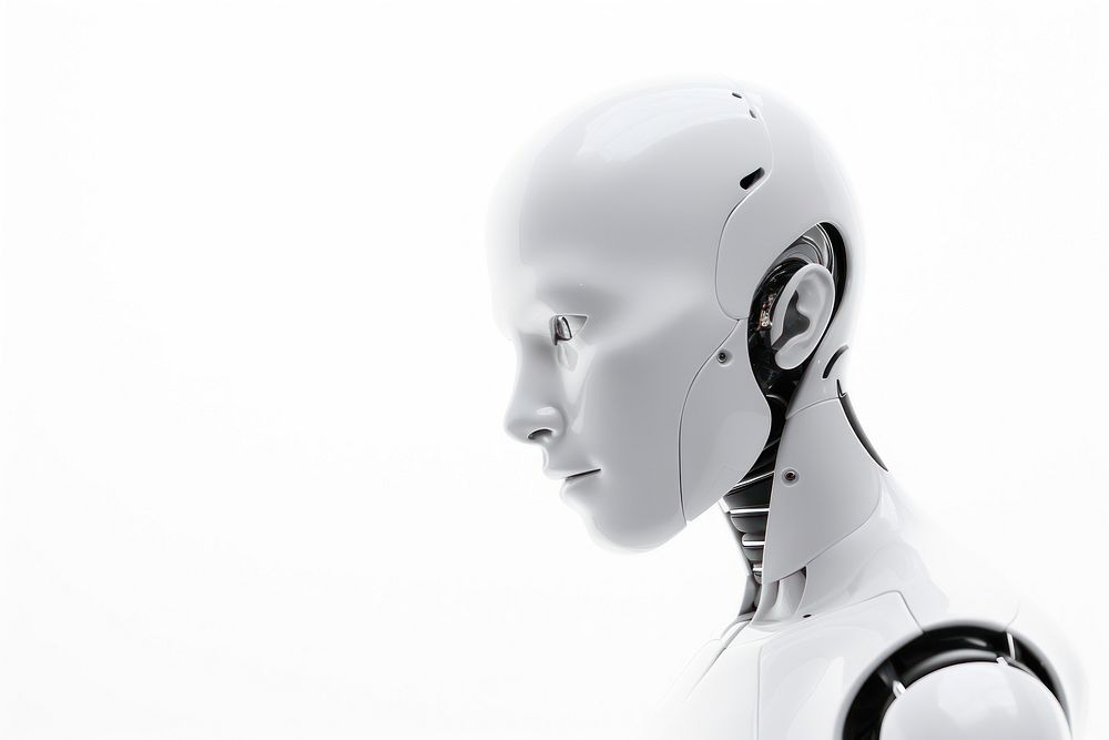 White robot technology monochrome. AI generated Image by rawpixel.