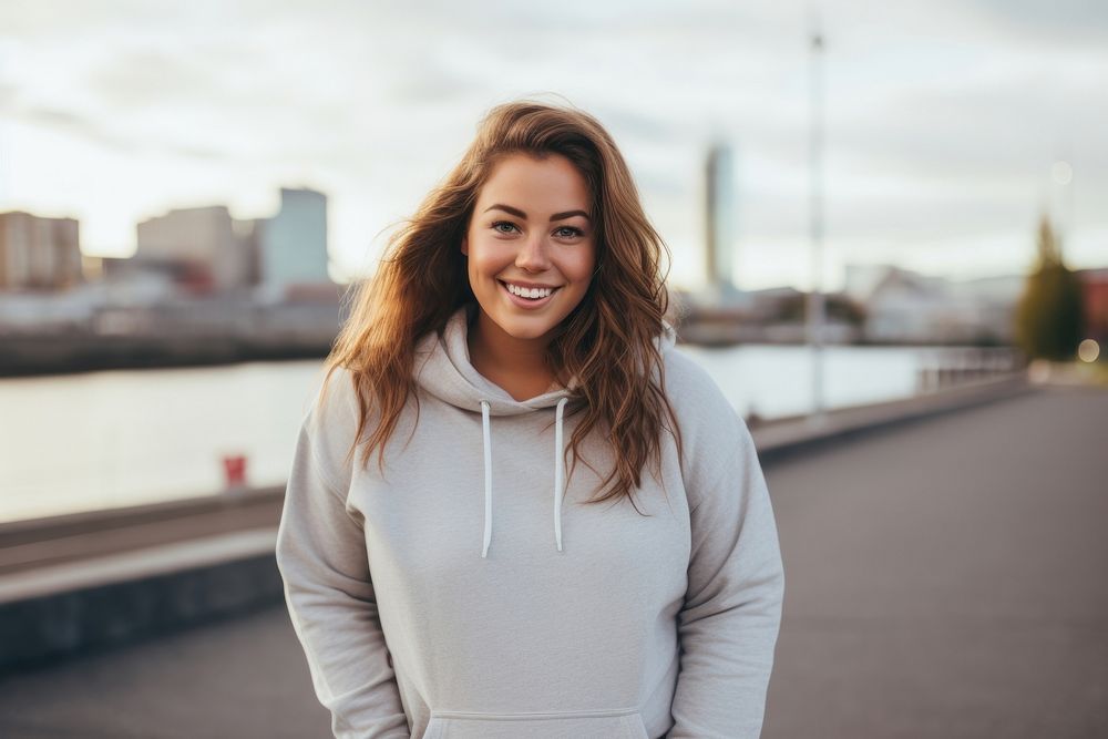 Portrait outdoors smiling sweater. AI generated Image by rawpixel.