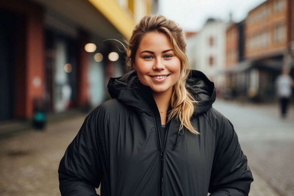 Portrait outdoors smiling jacket. 