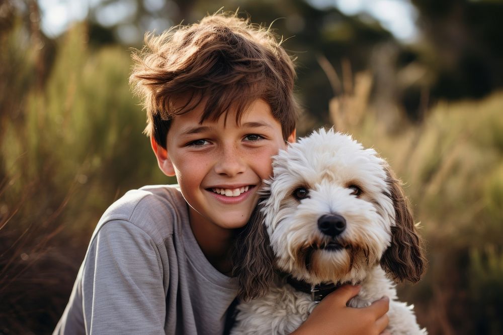 Dog portrait outdoors smiling. 