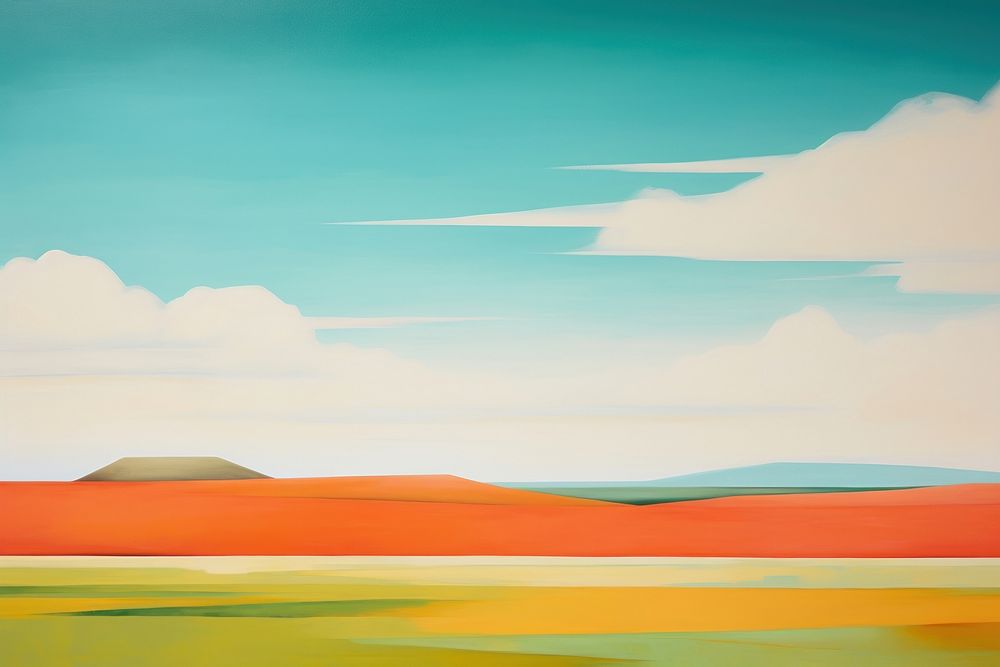 Landscape grassland outdoors painting. 