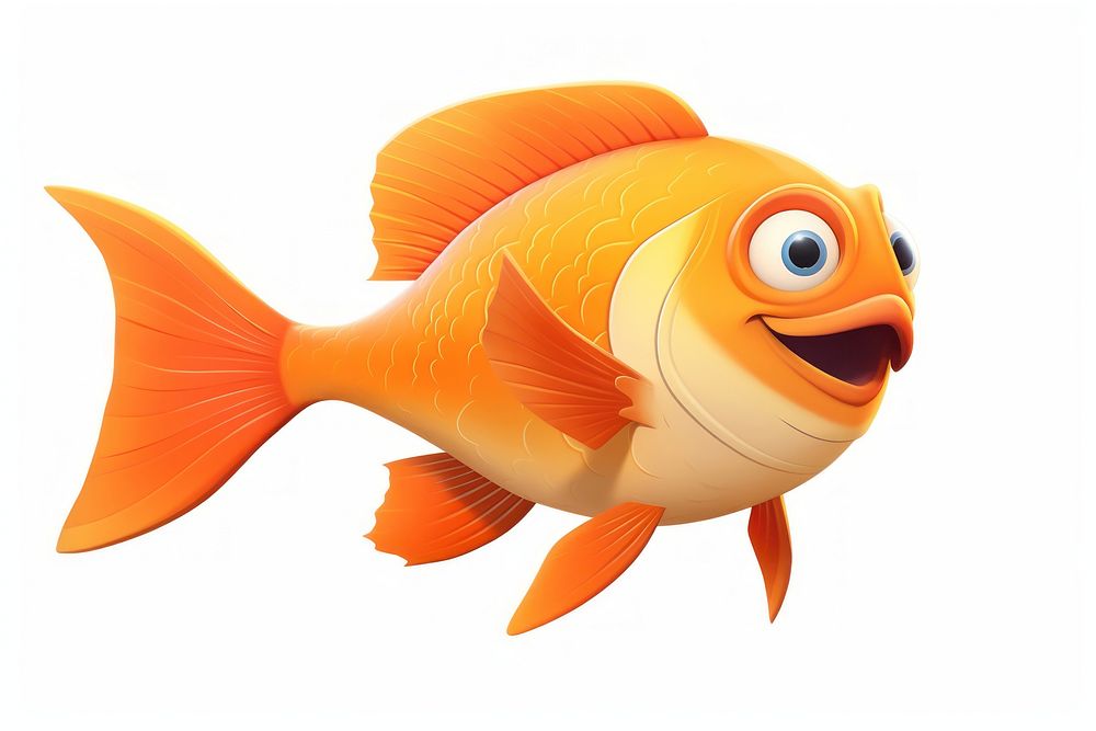 Goldfish cartoon animal white background. AI generated Image by rawpixel.
