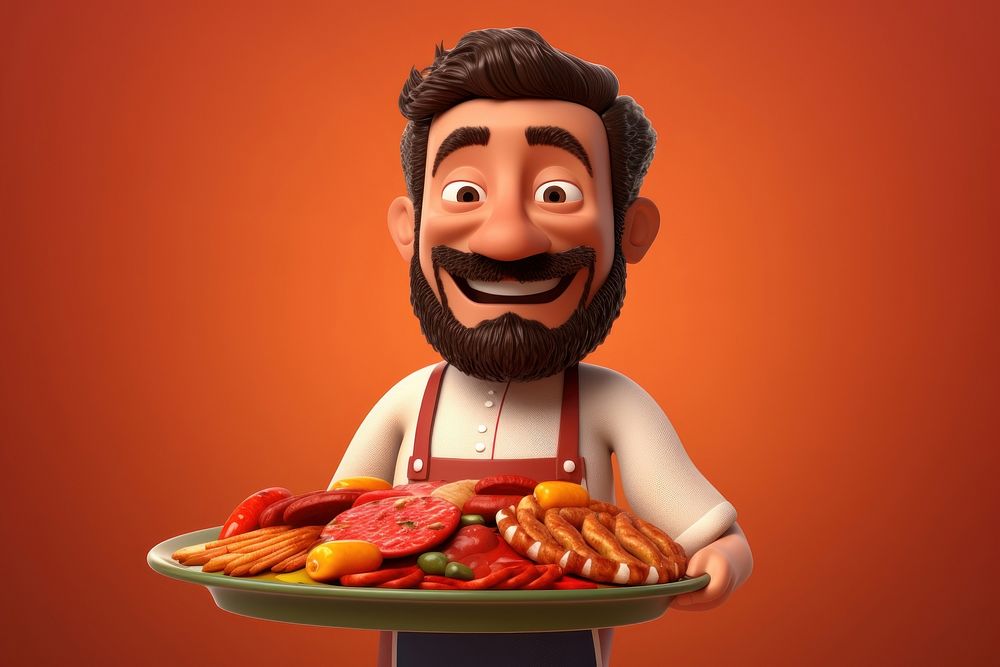 Portrait cartoon food dish. AI generated Image by rawpixel.