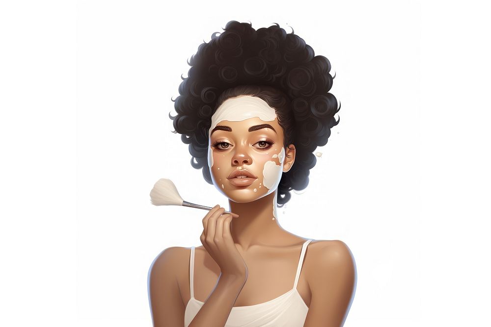Cosmetics portrait applying cartoon. AI generated Image by rawpixel.