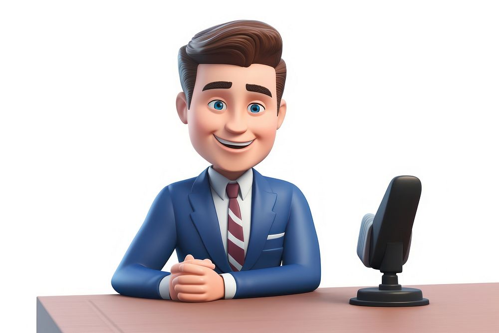 Cartoon smiling desk white background. AI generated Image by rawpixel.