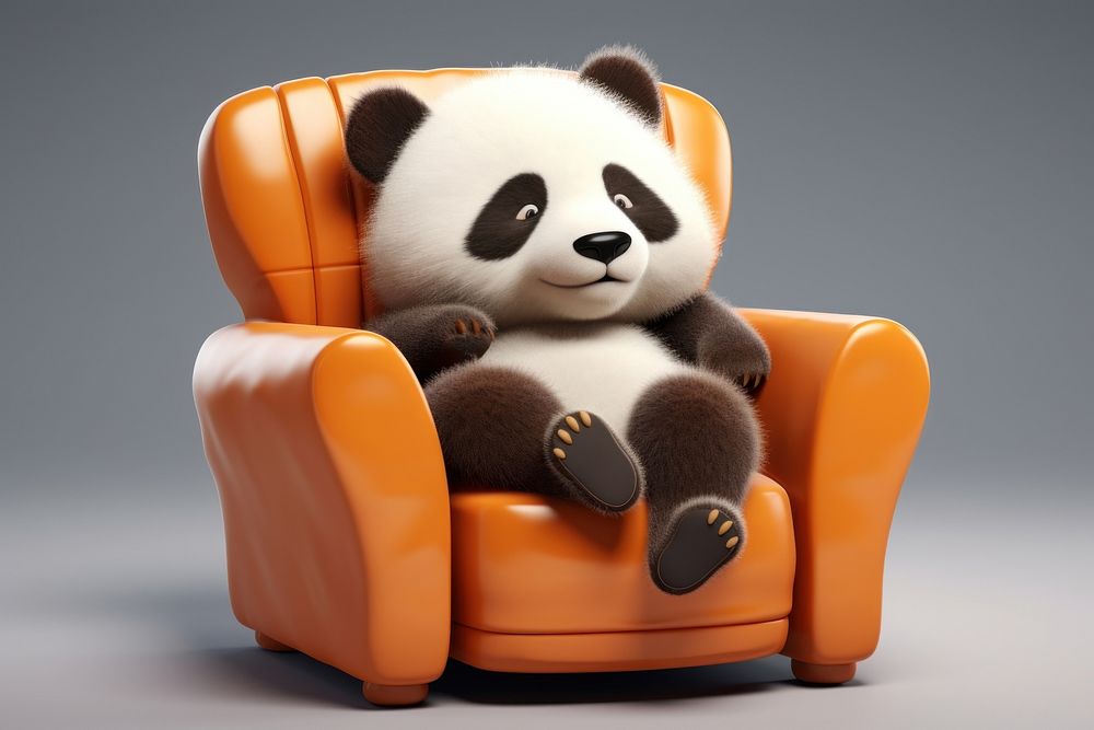 Armchair furniture mammal panda. 