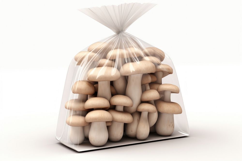Mushroom bag white background agaricaceae. AI generated Image by rawpixel.