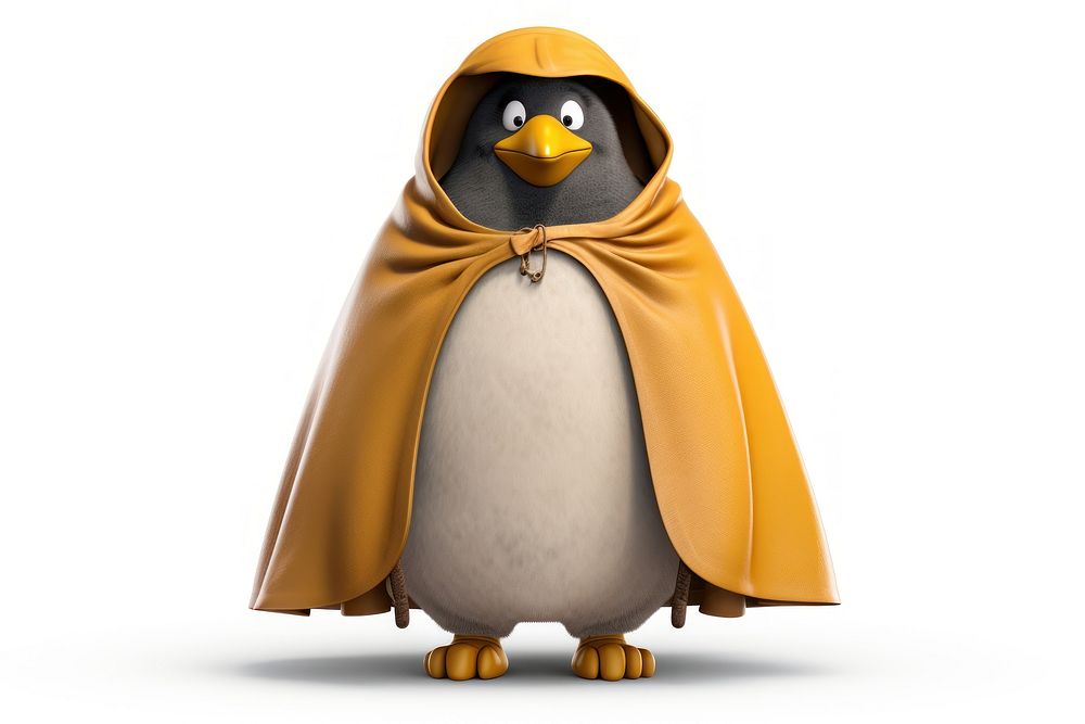 King penguin wearing a poncho animal bird white background. AI generated Image by rawpixel.