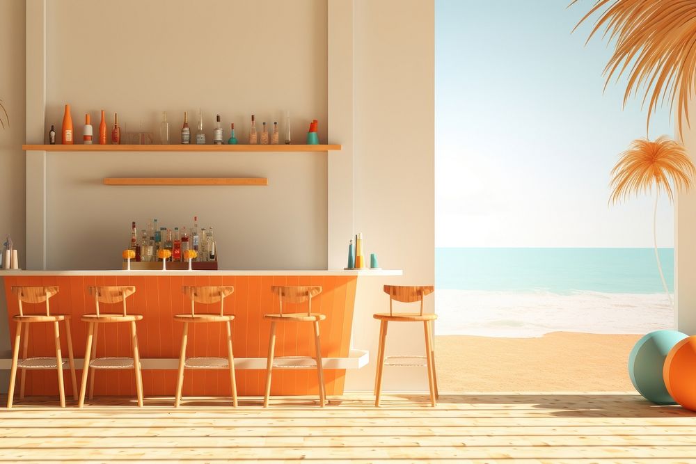 Furniture beach chair table. AI generated Image by rawpixel.