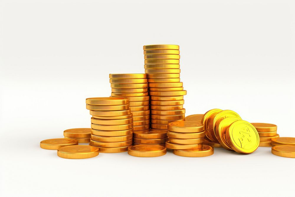 Money gold coin white background. AI generated Image by rawpixel.