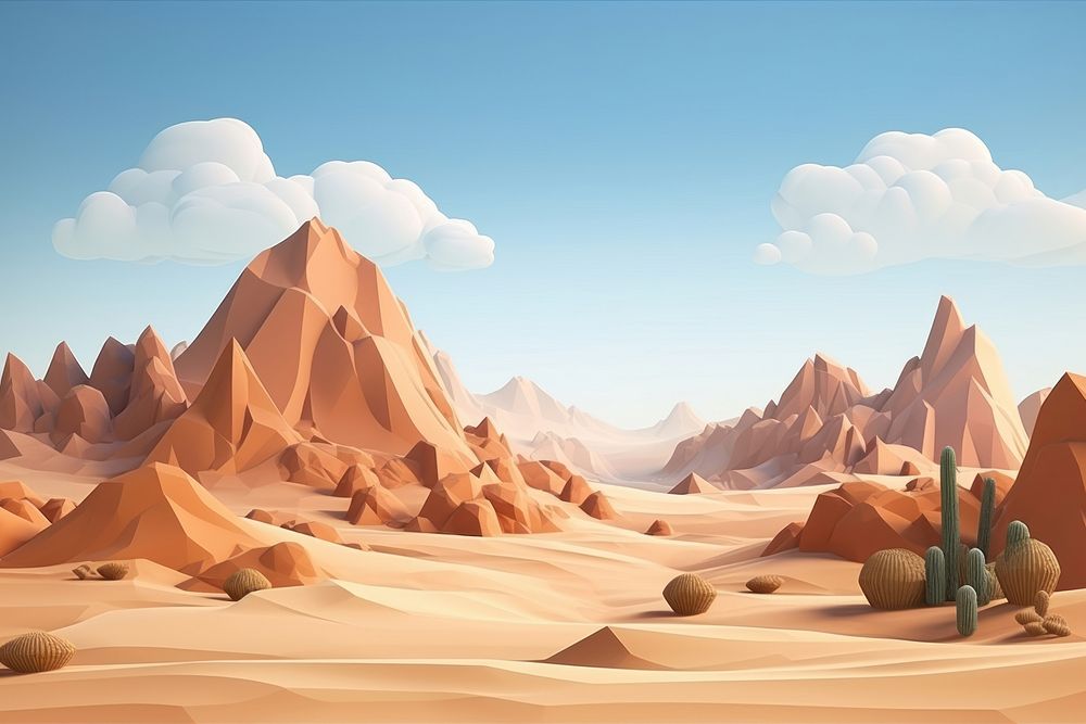 Desert landscape panoramic mountain. AI generated Image by rawpixel.