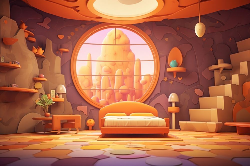 Cartoon room furniture architecture. AI generated Image by rawpixel.