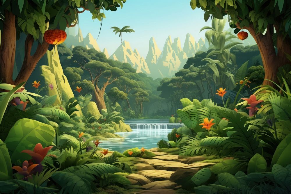 Forest rainforest landscape outdoors. AI generated Image by rawpixel.