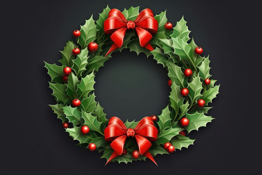 Wreath christmas plant illuminated. AI generated Image by rawpixel.