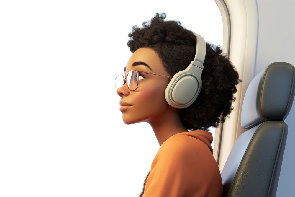 Headphones headset looking sitting. AI generated Image by rawpixel.