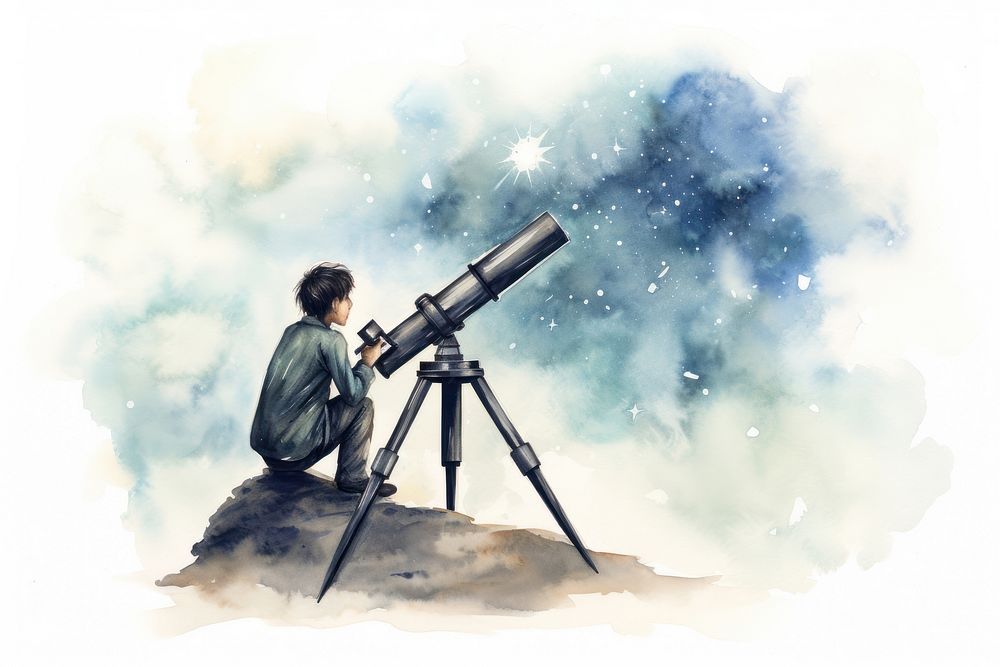 Telescope looking adult star. AI generated Image by rawpixel.