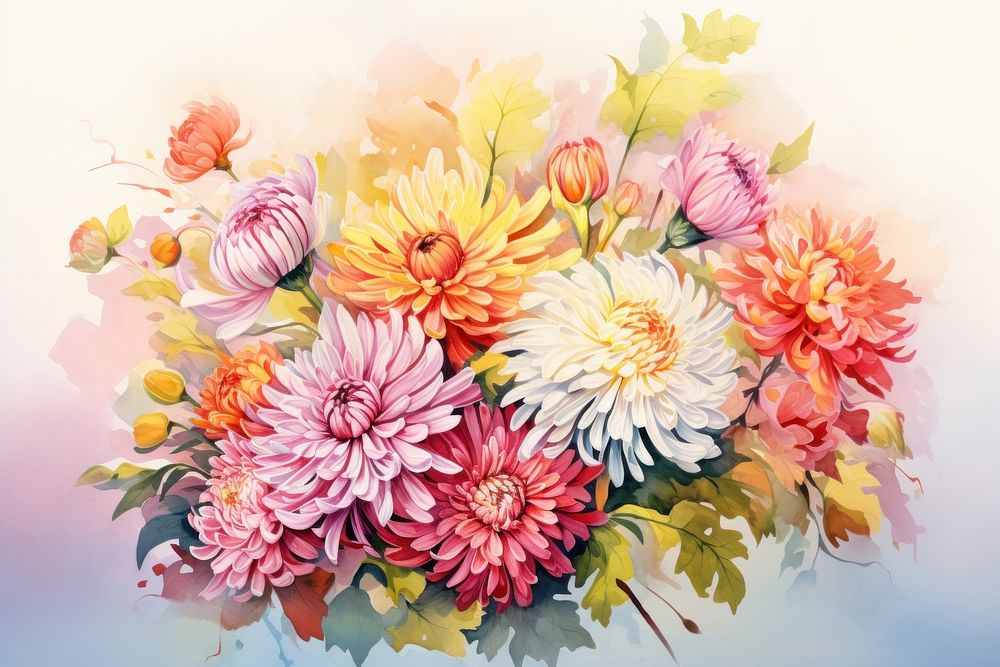 Chrysanths pattern flower dahlia. AI generated Image by rawpixel.