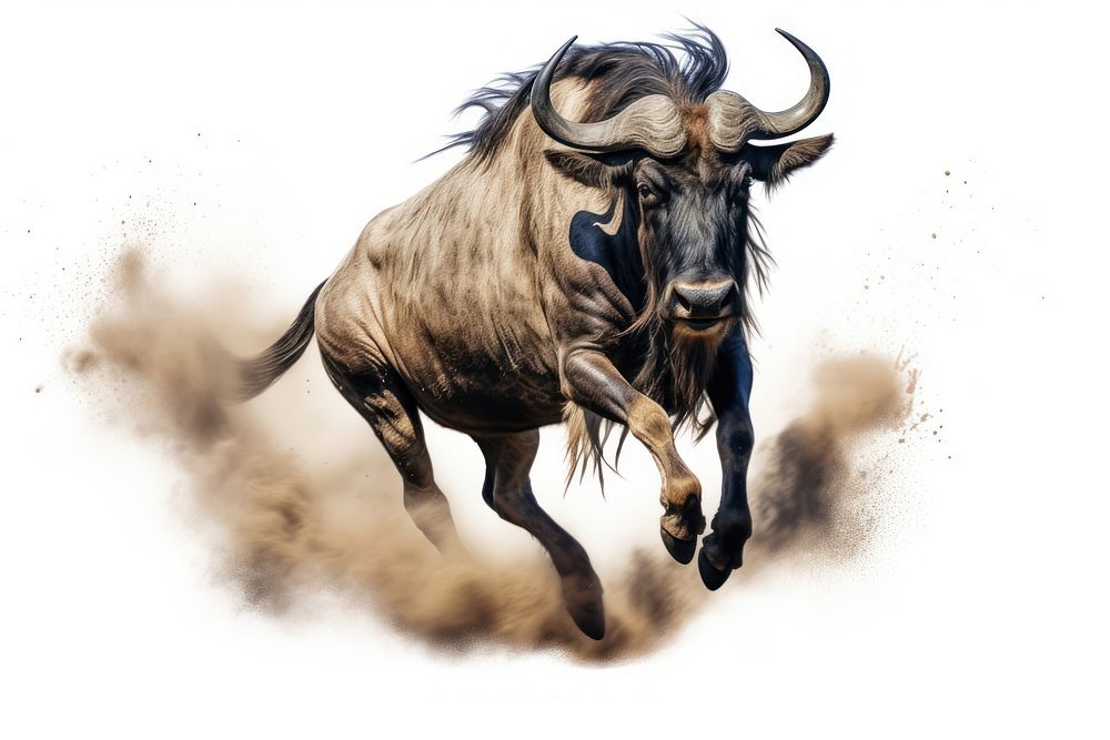 Wildebeest livestock wildlife buffalo. AI generated Image by rawpixel.