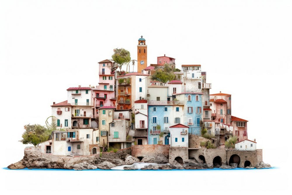 Coastal town architecture building neighborhood. AI generated Image by rawpixel.