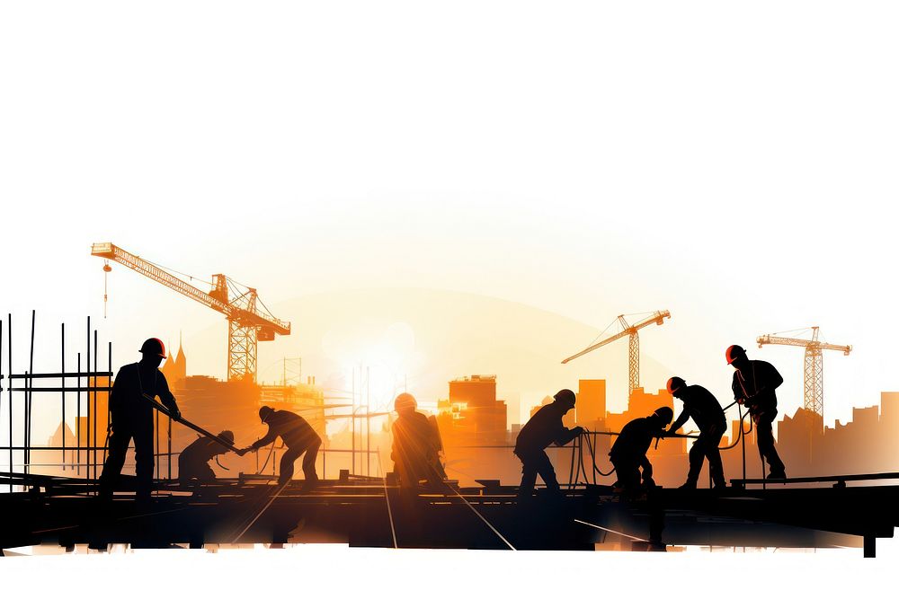 Construction silhouette sunset worker. AI generated Image by rawpixel.