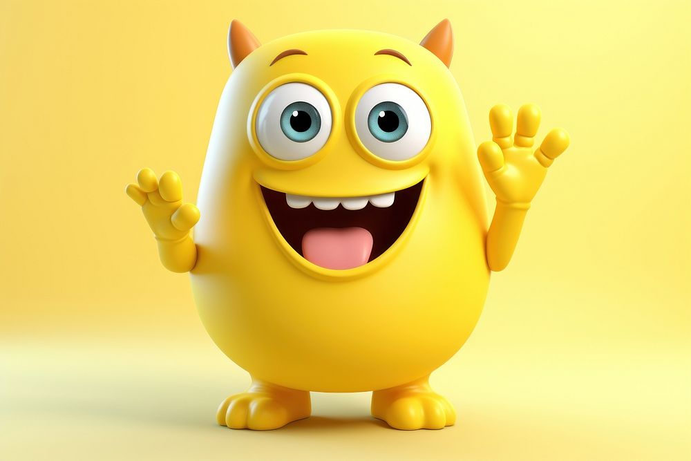 Cartoon yellow toy anthropomorphic. AI generated Image by rawpixel.