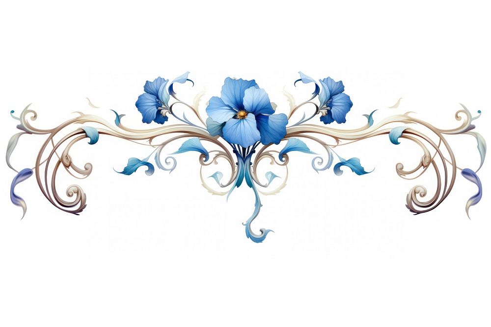 Blue flower pattern art white background. AI generated Image by rawpixel.