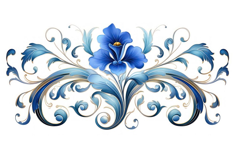 Pattern flower blue art. AI generated Image by rawpixel.