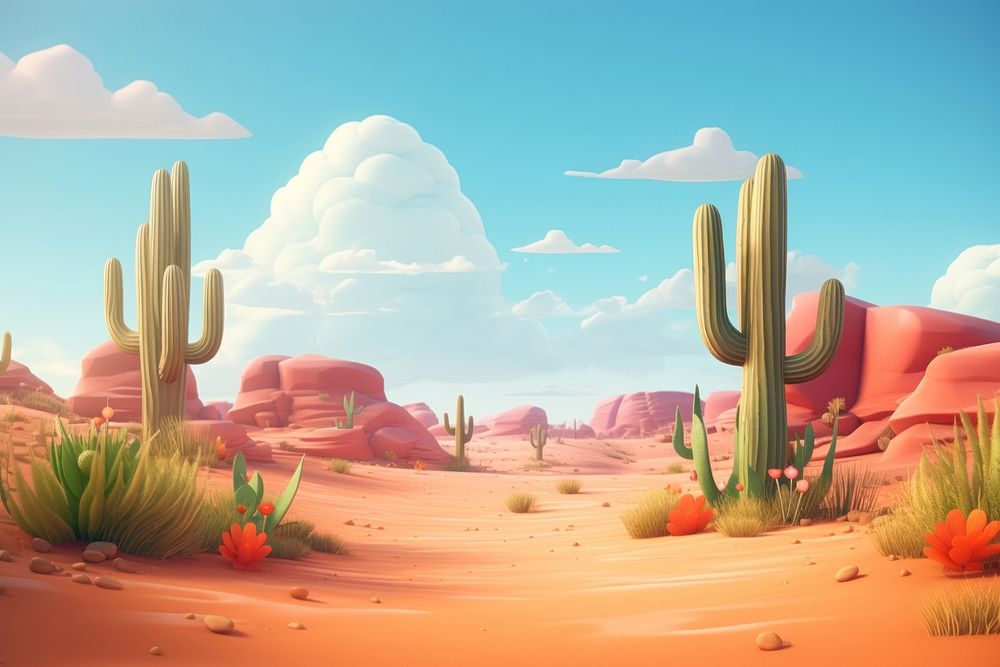 Desert landscape outdoors cartoon. 