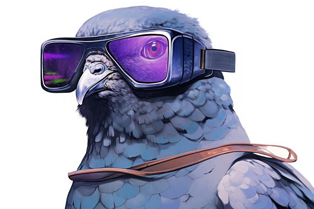 Glasses animal purple bird. AI generated Image by rawpixel.